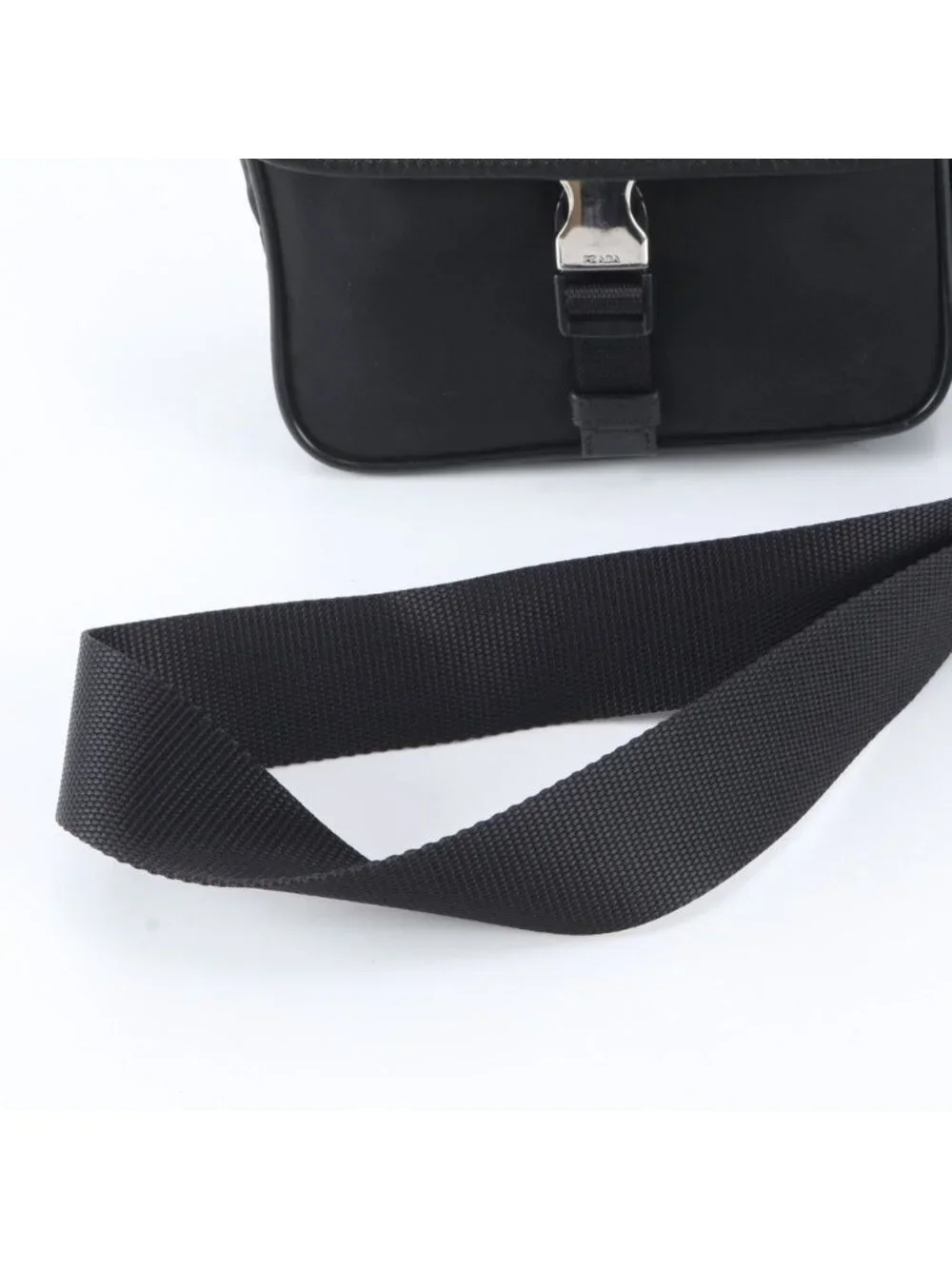 Prada Tessuto Nylon Triangle Logo Leather Shoulder Bag Crossbody Messenger